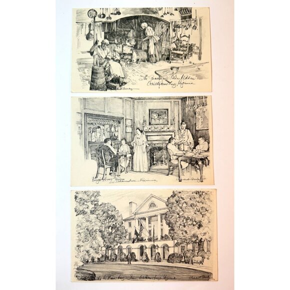 Vintage Charles Overly Williamsburg Restoration Colonial Virginia Postcards - Picture 1 of 9